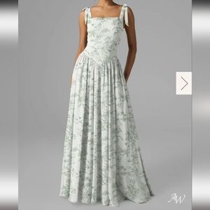 AW Kristen Dress, Green Floral, size M-L, Prom, Wedding, Formal, Bridesmaid.